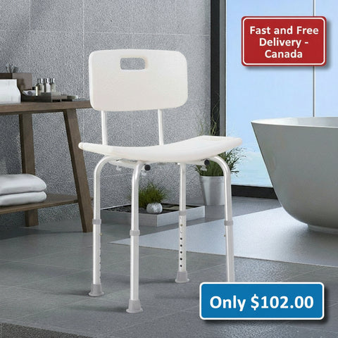Bath Chair Seat Shower Seat Safety Bathroom Aids (White)