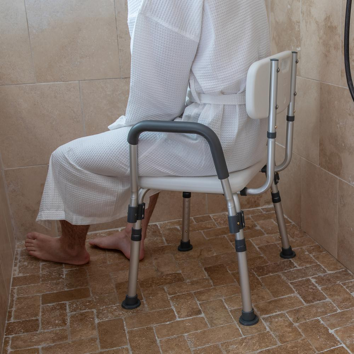 HERCULES Series 300 Lb. Capacity Adjustable Teal Bath & Shower Chair with Quick Release Back & Arms