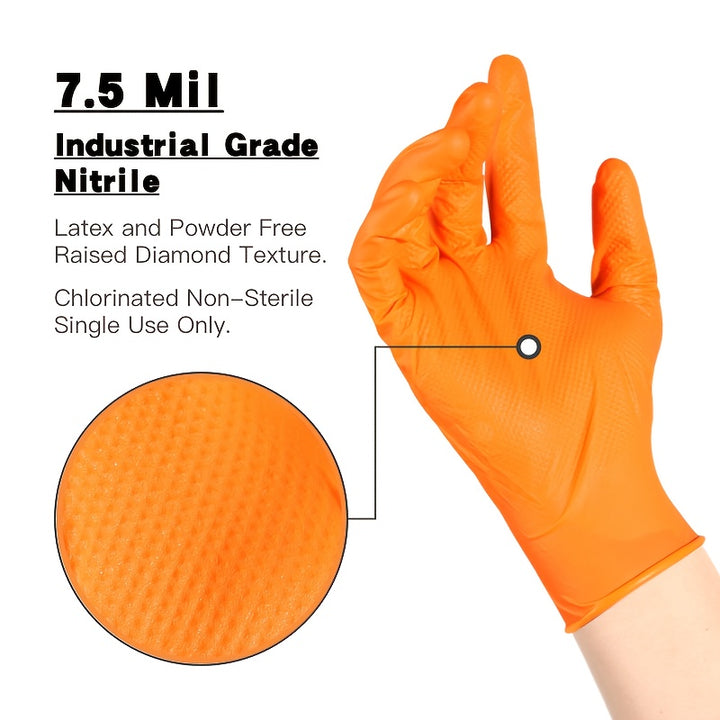 50pcs Disposable Nitrile Gloves Orange, 7.5ml, Latex Free