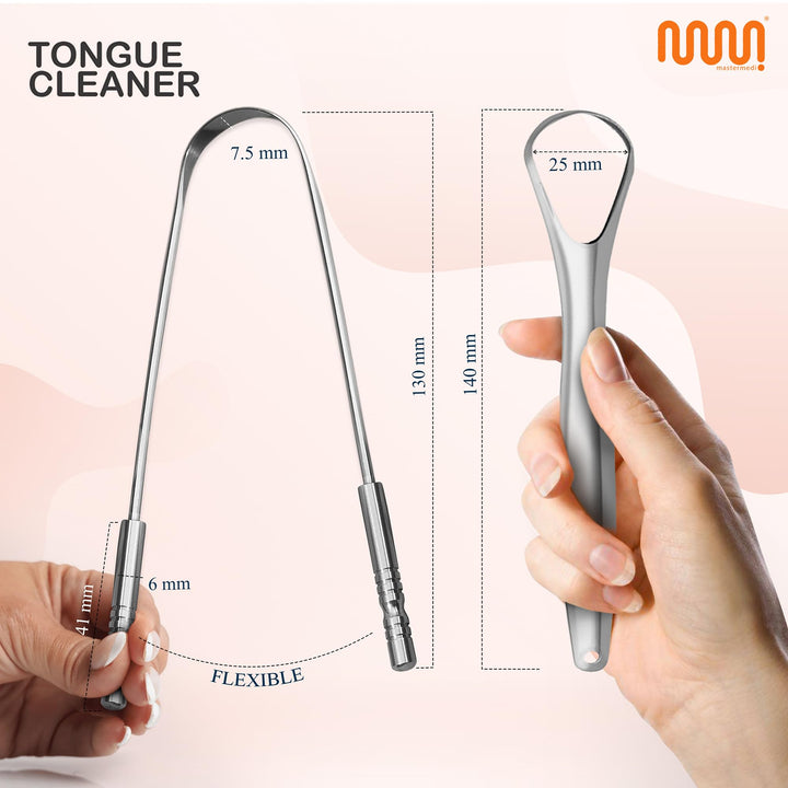 Tongue Scraper for Adults with Multicolor Travel Cases (2 Pack), 100% Stainless Steel, Reduce Bad Breath, Tongue Scrubber, Easy to Use, Tongue Cleaner for Oral Care & Hygiene