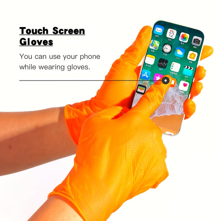 50pcs Disposable Nitrile Gloves Orange, 7.5ml, Latex Free