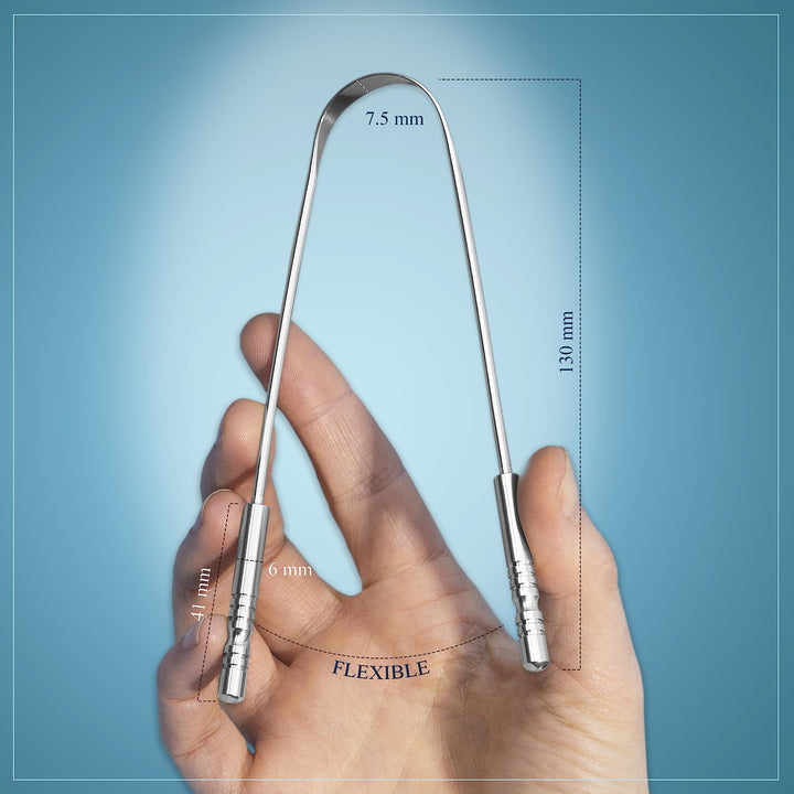 Tongue Scraper for Adults with Multicolor Travel Cases (2 Pack), 100% Stainless Steel, Reduce Bad Breath, Tongue Scrubber, Easy to Use, Tongue Cleaner for Oral Care & Hygiene