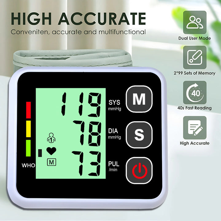 Wrist Blood Pressure Monitor LCD