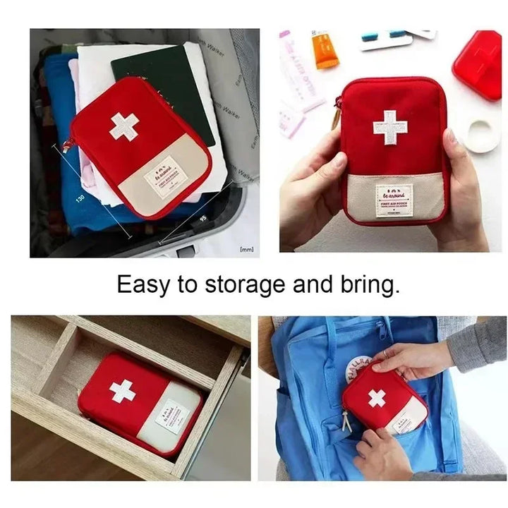 Portable First Aid Medical Kit Travel Outdoor Camping Emergency Medicine Storage Bag Travel Mini EDC Pouch Organizer Pill Case