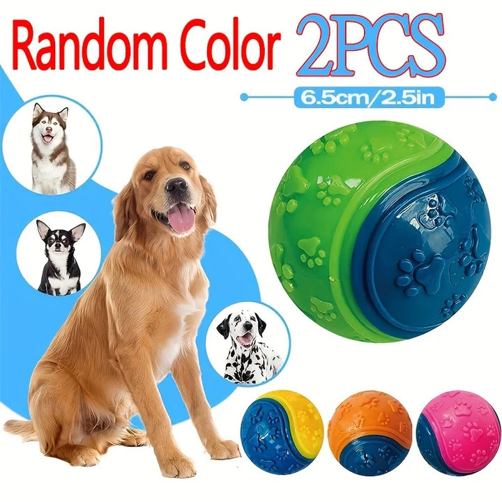 [2-Pack Durable Squeaky Dog Balls] 2-Pack Striped Squeaky Dog Balls, Durable TPR Chew Toys for Dental Health & Training