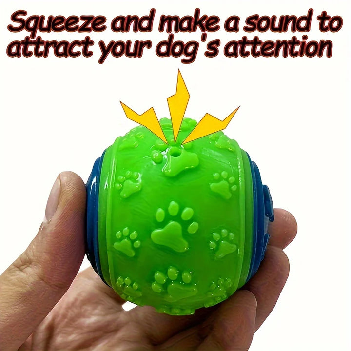 [2-Pack Durable Squeaky Dog Balls] 2-Pack Striped Squeaky Dog Balls, Durable TPR Chew Toys for Dental Health & Training