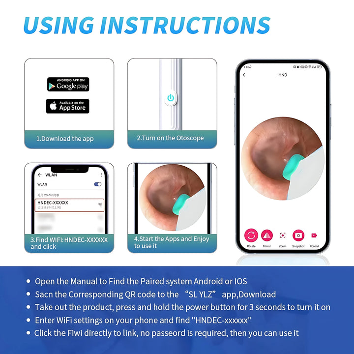 Wireless WiFi Otoscope Camera