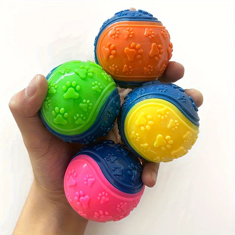 [2-Pack Durable Squeaky Dog Balls] 2-Pack Striped Squeaky Dog Balls, Durable TPR Chew Toys for Dental Health & Training