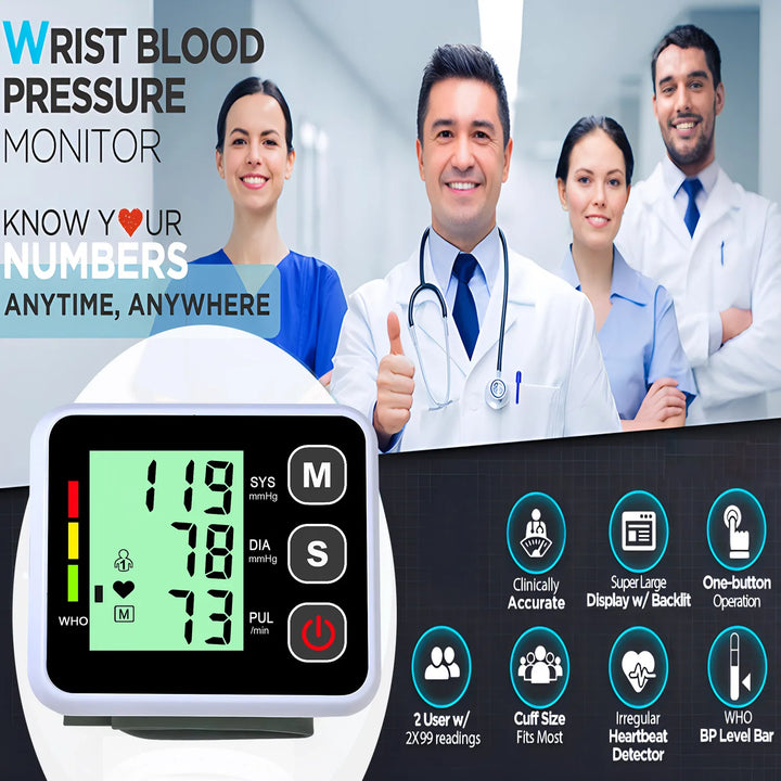 Wrist Blood Pressure Monitor LCD