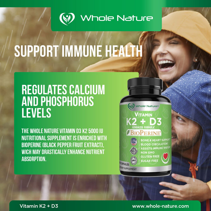 Whole Nature K2 (MK7)+D3 Plus Calcium