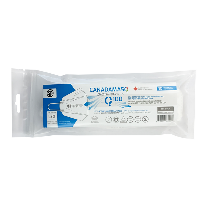 Respirator | CA-N95 Certified | Q100 - White (Pack of 10)